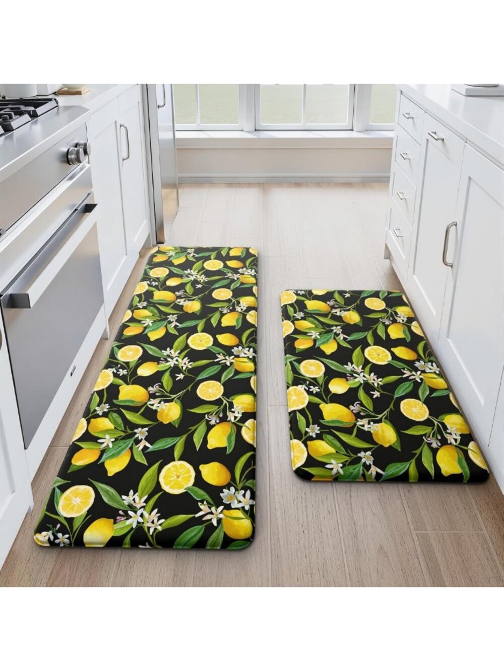 Lemon Kitchen Decor Mat Set - 2PC Anti-Fatigue Kitchen Mats for Home & Dining